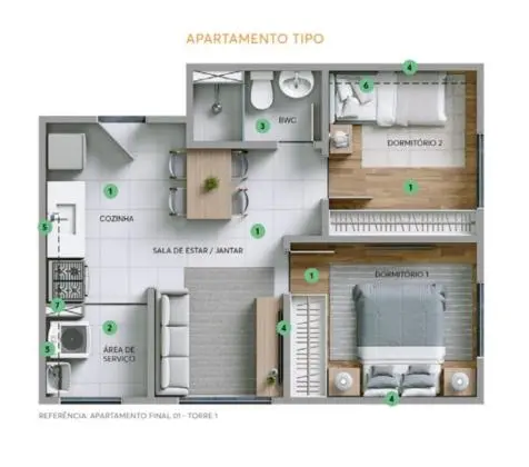 Smart Cidade MRV - 2 dormitórios - Opção de terraço, vaga, suíte - Programa minha casa minha vida