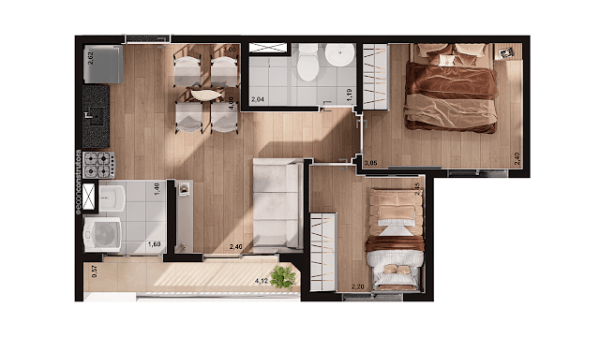 Nort Limão - 2 dormitórios com terraço - Opção de vaga - Obras iniciadas