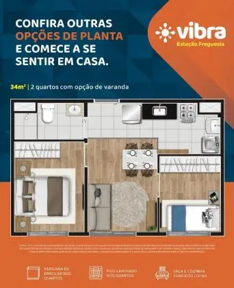 Vibra Estação Freguesia - 2 dormitórios - Lazer completo - Opção de terraço e vaga