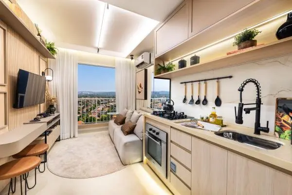 Apartamentos de 1 dormitório com varanda e Lazer completo