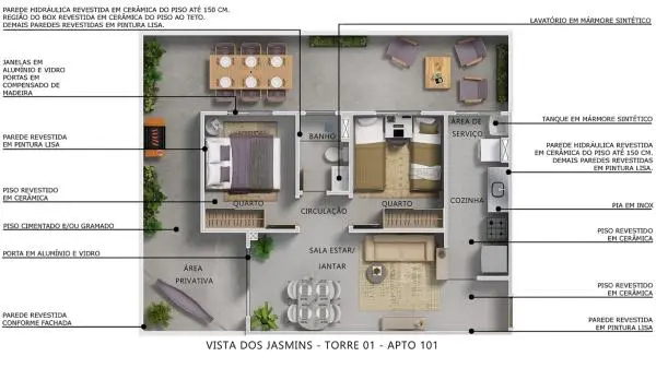 Apartamentos 2qtos - Planalto.