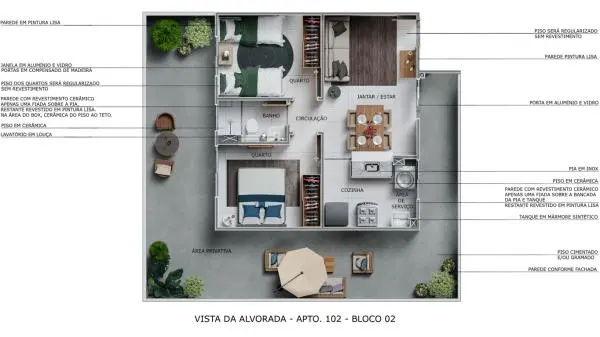 Apartamentos 2qtos - Vista da Alvorada - Bairro da Paz
