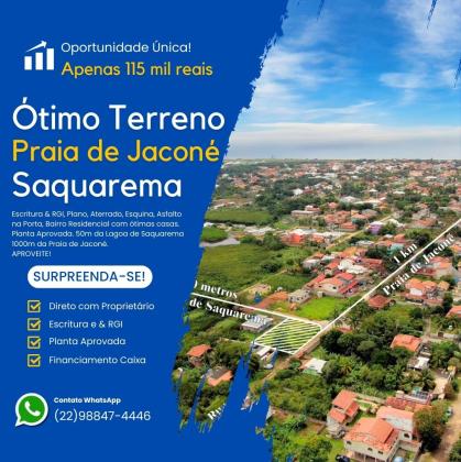 Surpreenda-se! Ótimo Terreno na Prais de Jaconé em Saquarema Aproveite!