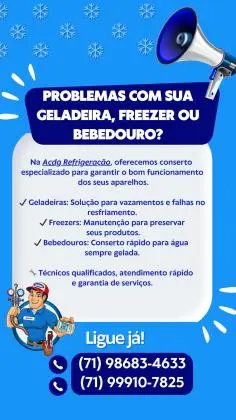 Conserto de geladeira, bebedouro e freezer/ refrigeração em Salvador Bahia