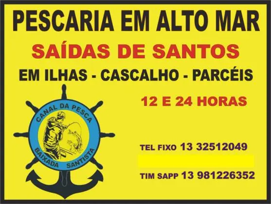 PESCARIA EM ALTO MAR, SAIDAS DE SANTOS, DIURNAS E NOTURNAS