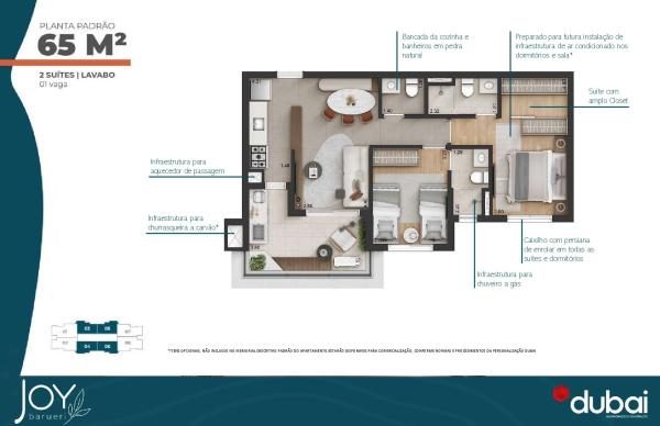 JOY BARUERI-BREVE LANÇAMENTO 65m² (02 suítes) e 85m² (03 dormitórios com suite)  Duplex 116m² e 167m²  Até 02 Vagas