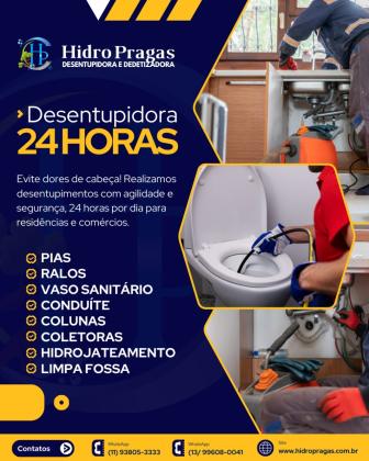 Desentupidora e Dedetizadora 24h em São Paulo e Litoral, Hidro Pragas