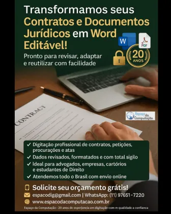 Digitação de Contratos e Documentos Jurídicos no Word Editável – Segurança, Agilidade e Profissionalismo