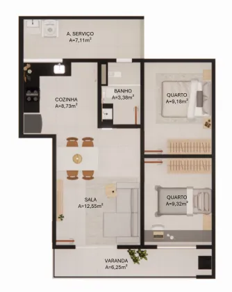 Lançamento Napoli 1: Apartamento 2 Quartos com Varanda Gourmet em Localização Privilegiada!