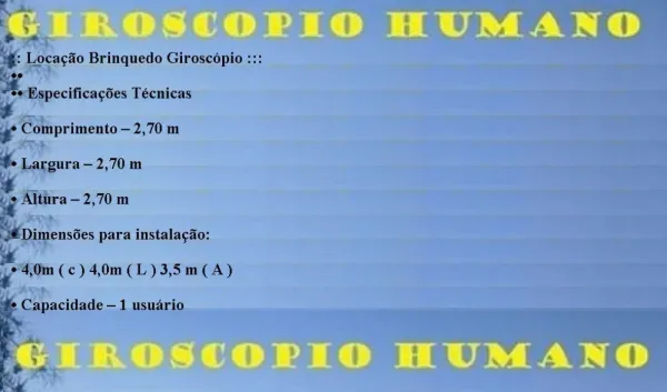 Locação Aluguel Vendas Giroscópio Humano