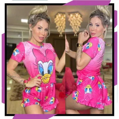 Pijama Verão Blusinha com Shorts Luxo Personagens