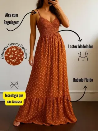 Vestido Longo Lastex Busto Decote V Feminino Alcinha Regulável