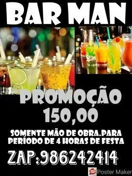 Bar man, equipe de garçons , fritadeira