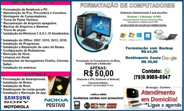 Técnico de Informátiica - Aracaju, Barra, Socorro