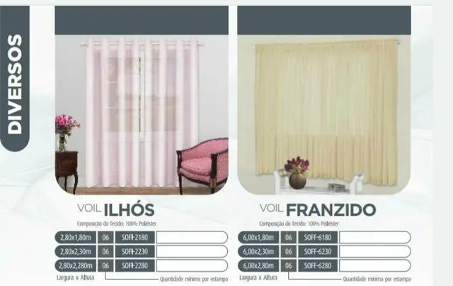 Cortinas pvc e poliéster