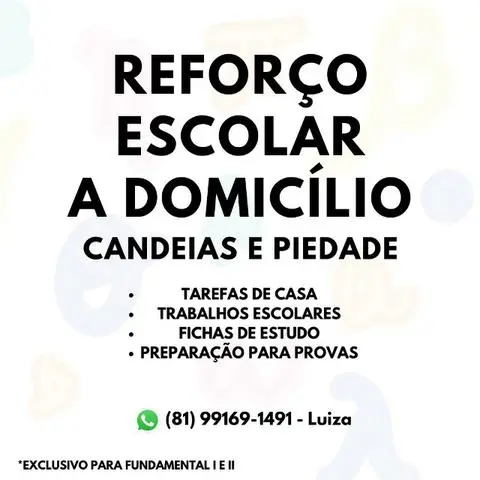 Aulas de reforço a domicílio - Ensino fundamental I e II
