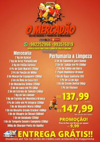 Mega Promoção Cestas Básicas (Entrega grátis, a melhor da cidade!)