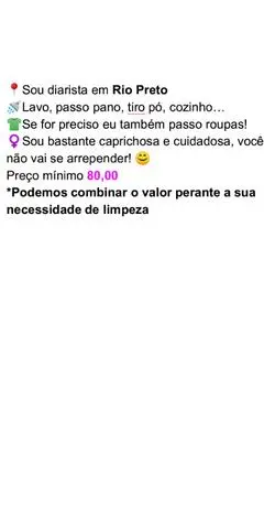 Diarista em Rio Preto