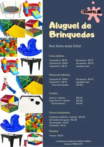 Aluguel de brinquedos (cama elástica, air game)
