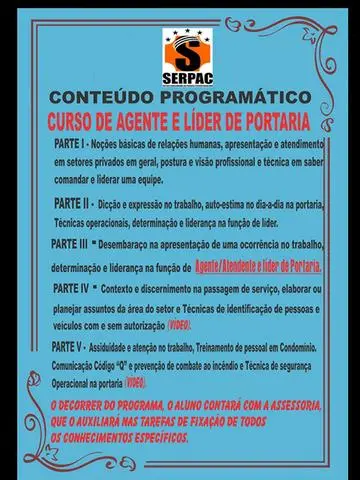 Centro de Formação de Agente e Líder de Portaria !* Temos Informática Basica