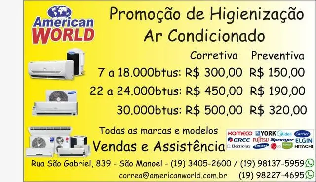Valores higienizações