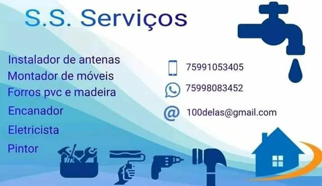 Instalação elétrica, forro PVC, encanação e Atenas