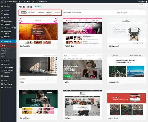 Instalação e configuração do WordPress, temas e plugins