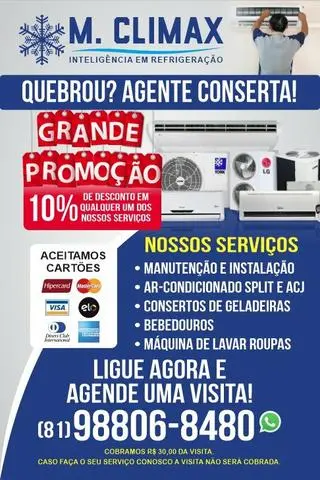 Manutenção e instalação de ar condicionado e geladeira e máquina de lavar roupas