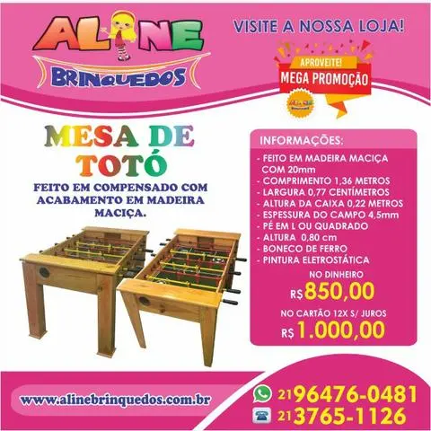 Mesa de toto profissional madeira maciça