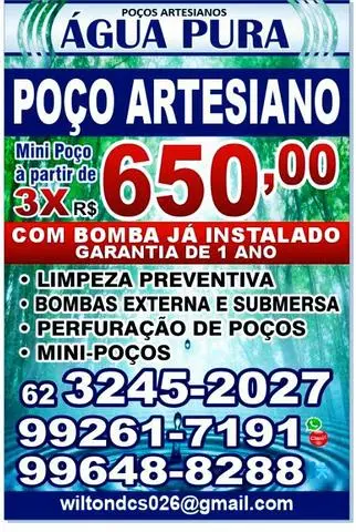 Poço artesiano e mini poço artesiano