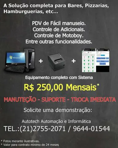 Aluguel de equipamentos e sistema para o comércio