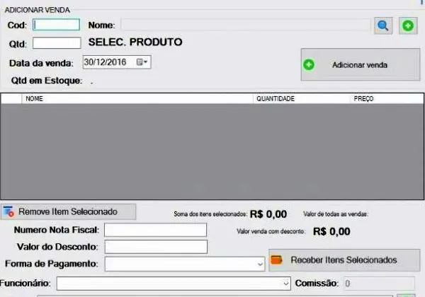 Software para controle de estoques e vendas