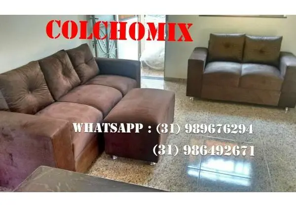 Sofá 2 e 3 lugares com puff