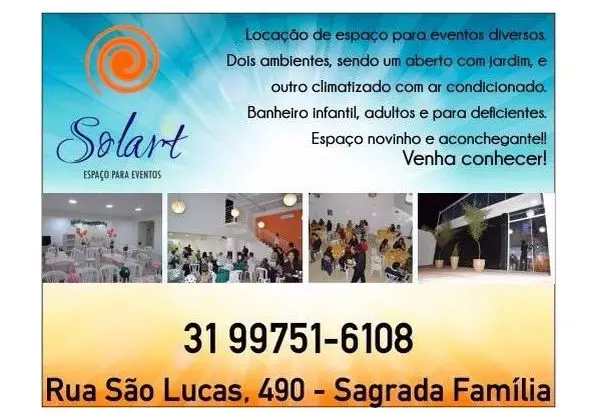SOLART ESPAÇO DE EVENTOS - Salão de Festas - PROMOÇÃO FESTAS JUNHO E JULHO