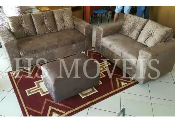 Cj. Sofá 2X3 Lugares Com Puff Onix - Promoção