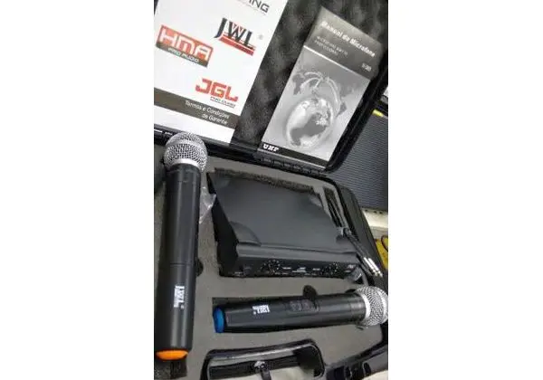 Microfone Sem Fio Duplo Mao Uhf Jwl Profissional