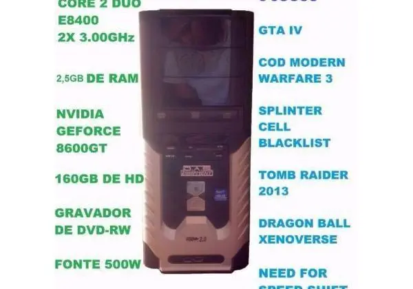 Computador Com Placa De Video E Jogos C2d E8400 8600gt 3gb