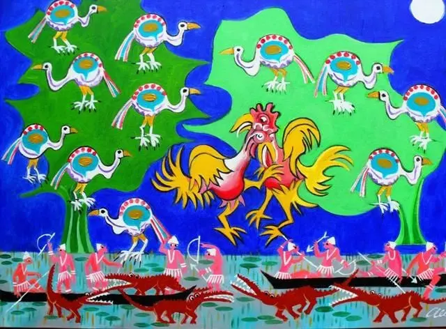 AECIO TEMA INDIOS PASSAROS E JACARÉS MEDIDA 50X70 A.S.T