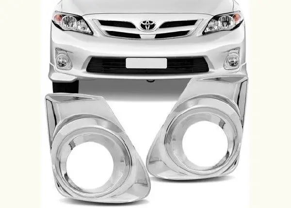 Par Aplique Cromado Aro Moldura Farol de Milha Toyota Corolla 2012 a 2014