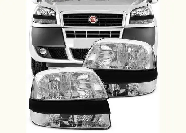 Par de farol fiat dublo novo mascara cromada 2002 a 2009