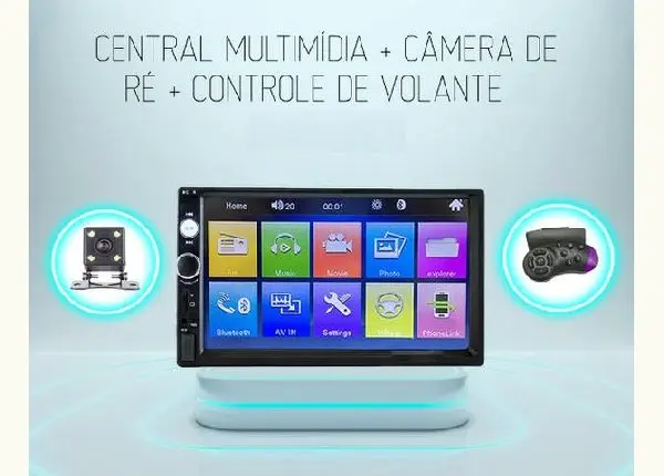 KIT Central Multimídia c/ Touch Screen + controle de volante+ câmera de ré. Novos na caixa