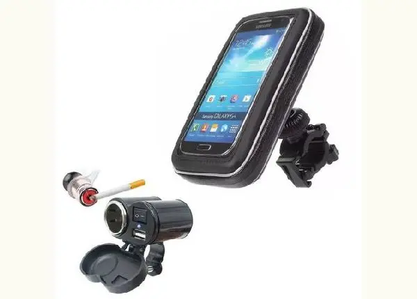 Combo Motoboy Suporte Impermeável+ Carregador Com Acendedor