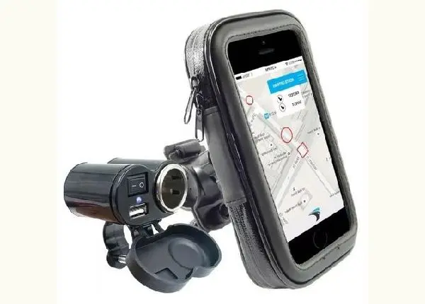Combo Motoboy Suporte Impermeável+ Carregador Com Acendedor