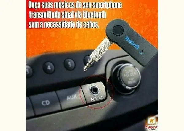 Bluetooth P2 Receptor Auxilar Carro Som Audio Iphone Sem Fio Android