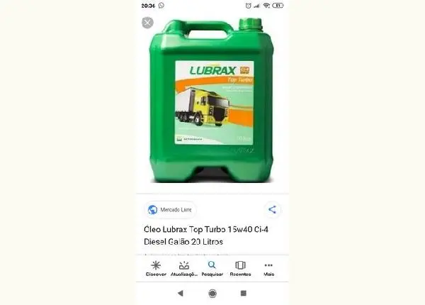 Galao 20 litros lubrax top turbo fasso 200
