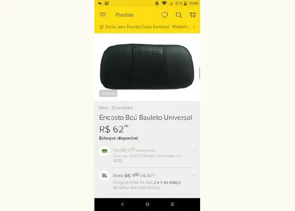Bau glider 46 litros com grade e encosto garupa