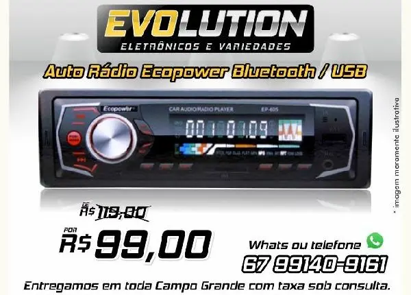 Toca Rádio Ecopower EP-605 - Bluetooth - Usb - Sd Promoção