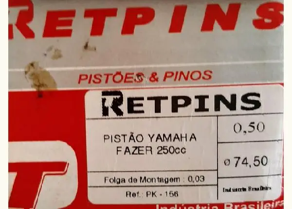 Pistão YAMAHA FAZER 250 mais aneis de seguimento.