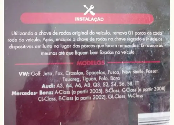 Jg de parafusos anti furto Jetta golf Mercedes Audi
