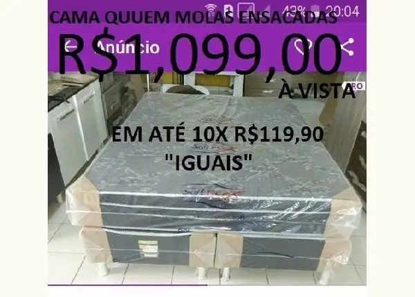 Super promoção cama box queen base dupla molas ensacadas